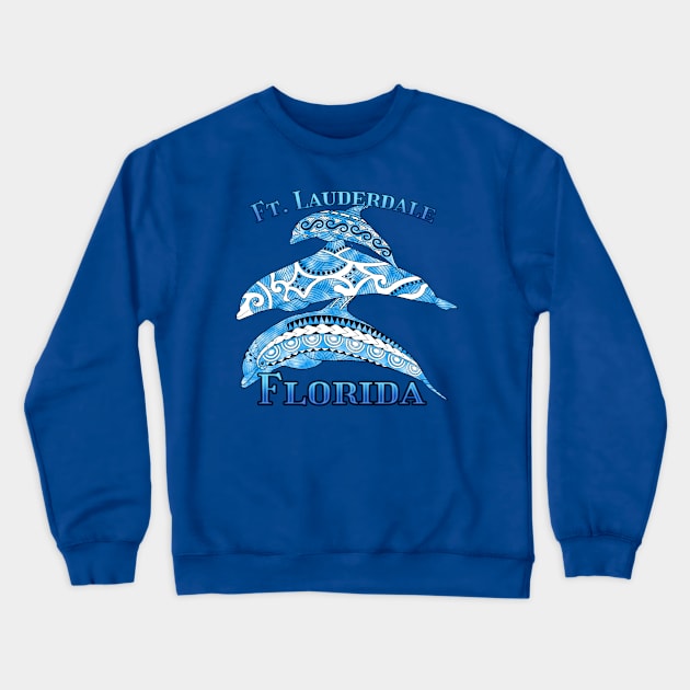 Fort Lauderdale Florida Vacation Tribal Dolphins Crewneck Sweatshirt by macdonaldcreativestudios